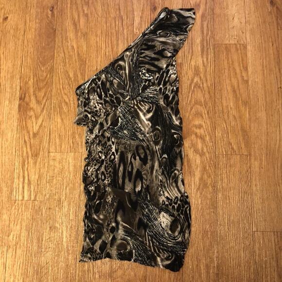 XJ Boost Animal Print Peacock One Shoulder Bodycon Dress Size L/XL - Picture 3 of 9